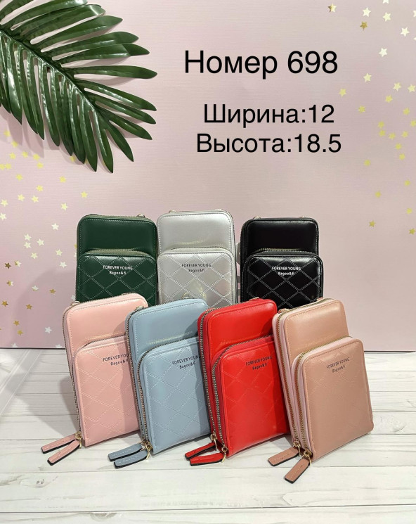 Гаманець жіночий 698" шкірозамінник (р: 18.5*12см) мікс кольорів, в упаковці 6 шт. №365984 - Tessa272