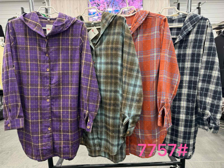 Сорочка жіноча, котон, м.7757 (Розмір: 3XL–6XL), 4 кольори, в упаковці 4 штуки №340807 - 