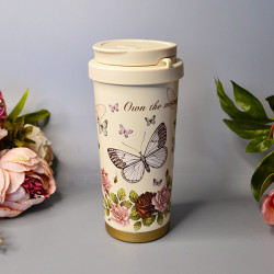 Красивий термостакан "Butterfly", м.305-b (об'єм 520 ml), колір: бежевий №323656
