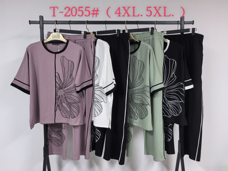 Костюм жіночий котон м.Т-2055 (Розмір:4XL-5XL) 4 кольора в упаковці 10 штук №760791 - Saint Zel3317