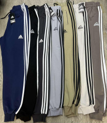 Спортивні штани Adidas чоловічі, двунитка, пеньє, діагональ, м.209 (Розмір: 46-54),  6 кольорів, в упаковці 5 штук №346933