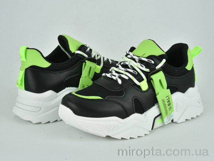 Кросівки 80-64 black-green р: 36-41, в упаковці: 8 пар, купити тільки гуртом - 437475