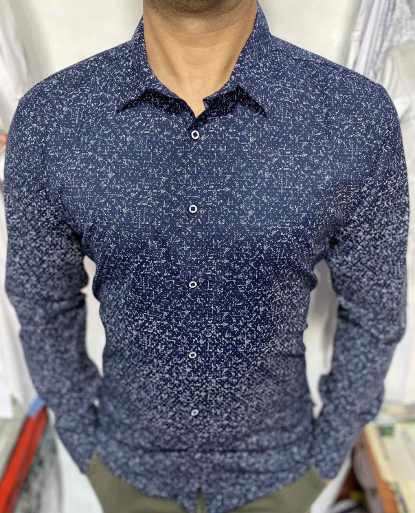 Сорочка No Brand р M-3XL Чоловіча S2913 blue - NikNumbers SE1041-1042