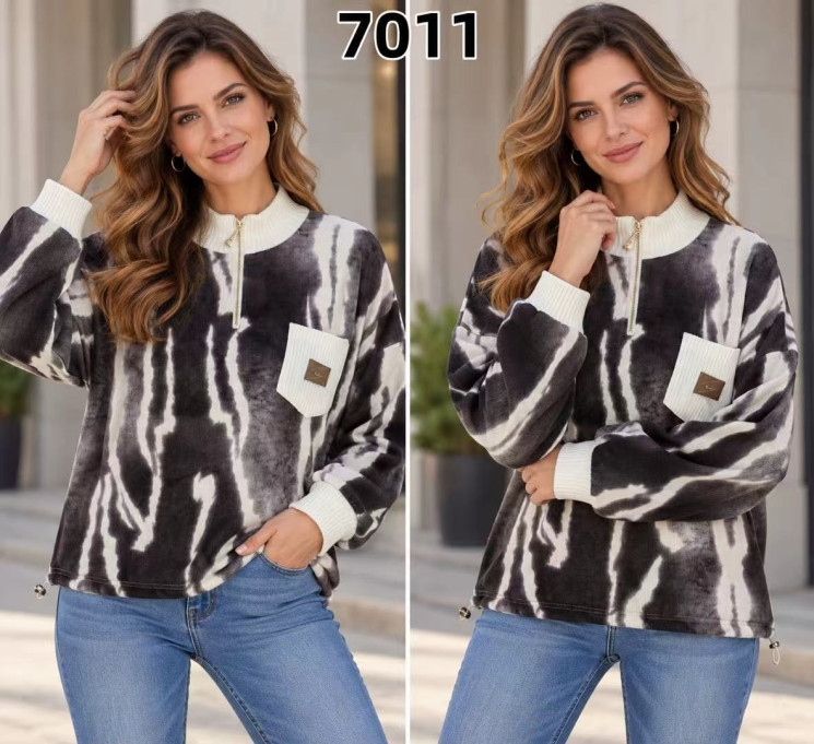 Кофта жіноча "7011" вельвет (р: 50-56) в упаковці 5 шт. №390581 - Natasha SE669
