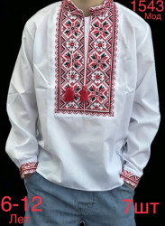 Вишиванка дитяча, паплін "1543" (р: 6-12 років) 3 кольори, в упаковці 7 шт. №359447