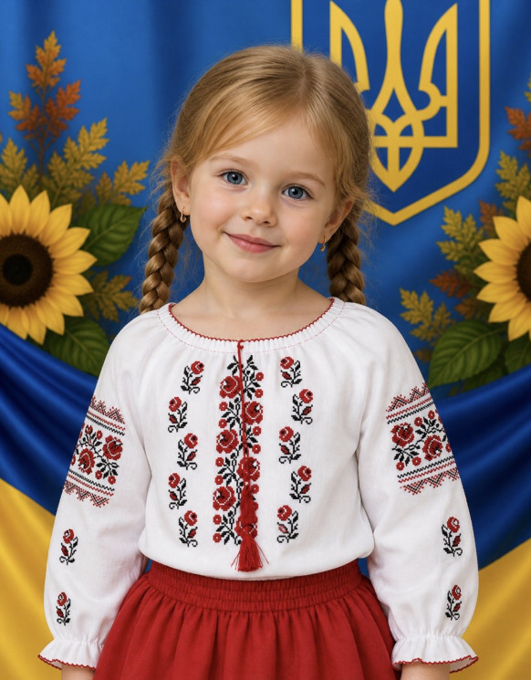 Вишиванка дитяча, паплін (розміри: зріст 98-116 ), в упаковці 4 штуки №343311 - Delux 909