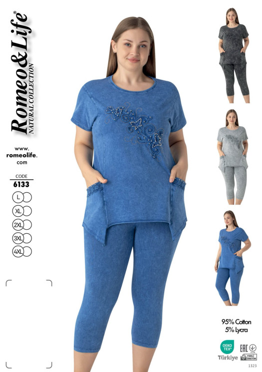Прогулянковий костюм жіночий "6133" (р: L,XL,2XL,3XL,4XL) 3 кольори, в упаковці 5 шт. №371212 - 