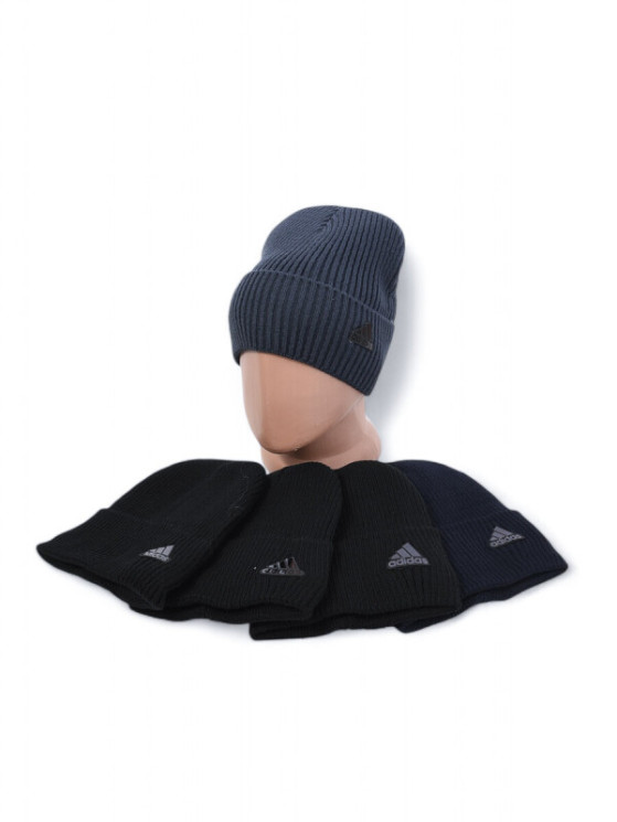 Шапка чоловіча Adidas, в'язка на флісі (р: універсальний) мікс кольорів, в упаковці 5 шт. №362093 - Koroleva 470