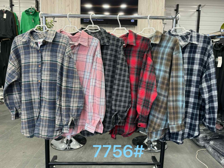 Сорочка жіноча, котон, м.7756 (Розмір: 3XL–6XL), 6 кольорів, в упаковці 4 штуки №340808 - 