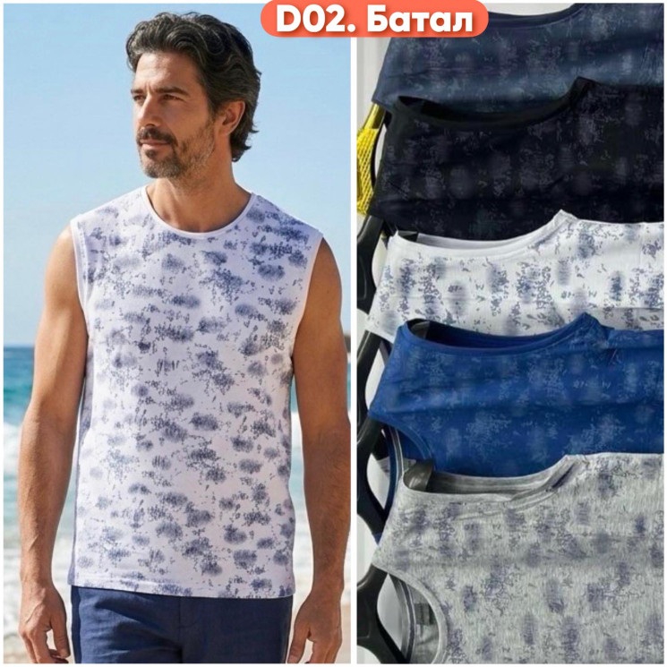 Майка чоловіча "D02" трикотаж (р: 56-64) мікс кольорів, в упаковці 5 шт. №384869 - Kelly ZL407