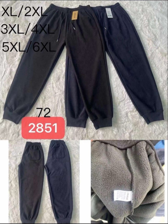 Спортивні штани чоловічі, трикотаж, байка, м.2851 (р: XL-6XL), 2 кольори, в упаковці 6 штук №322151 - 