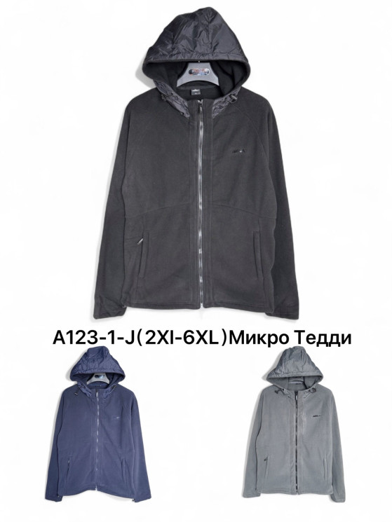 Кофта спортивна чоловіча, мікро тедді, м.А123-1-J (Розмір: 2XL-6XL ), 3 кольори, в упаковці 5 шт. №337288 - 