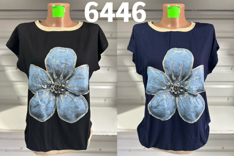 Футболка жіноча "6446" (р: 48-56) 2 кольори, в упаковці 5 шт. №367546 - Natasha SE669