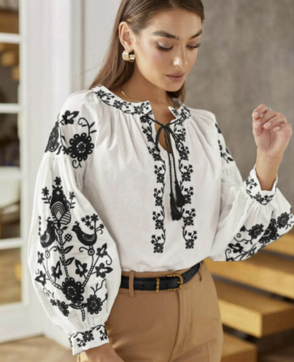 Вишиванка жіноча, льон (розміри: XL,2XL,3XL ), в упаковці 3 штуки №336097 - Delux 909