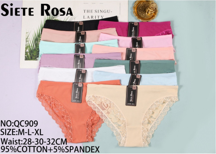 Труси жіночі, котон, рубчик, м.QC909 ( розмір: M-XL ), мікс кольорів, в упаковці 12 штук №332267 - VanKiey 434