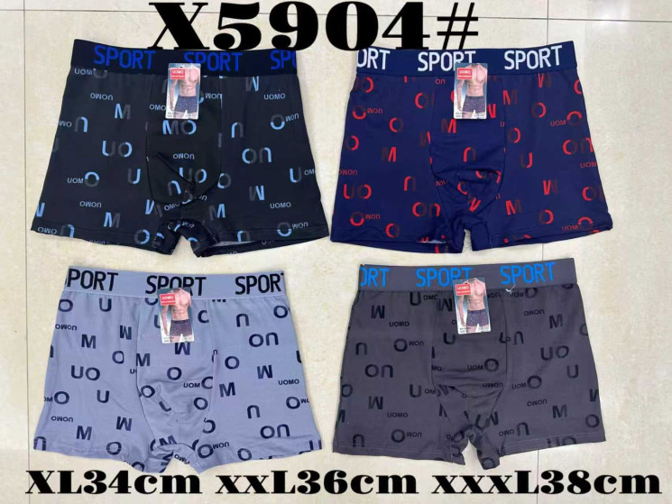 Труси чоловічі  м.X5904 (розмір:XL-3XL)  мікс кольорів  в упаковці 12 штук №758320 - Haner 449/451