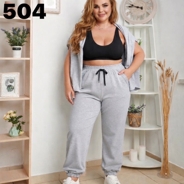 Спортивні штани жіночі, двунитка, пеньє, м.504 (розмір: 50-58 ), 6 кольорів, в упаковці 5 штук №339901 - 
