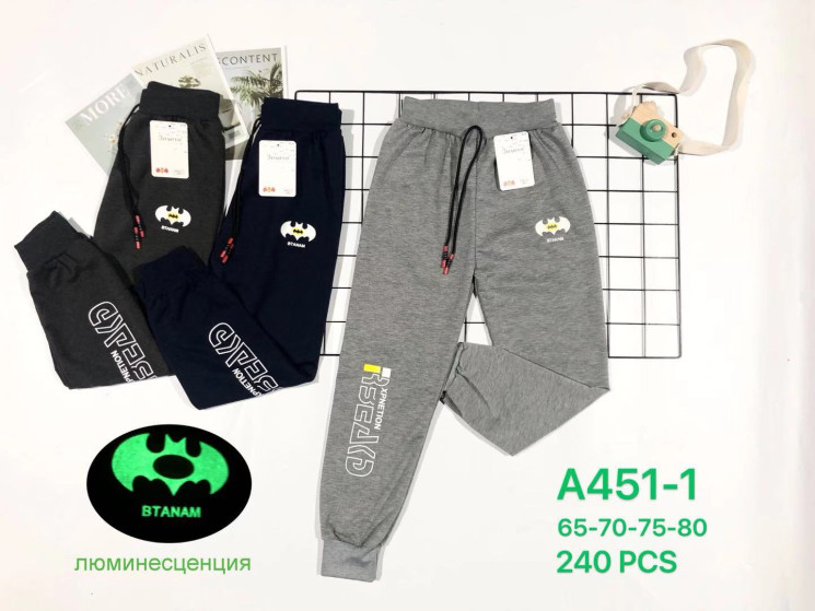 Спортивні штани дитячі "А451-1", трикотаж, (р: дов. шт. 65, 70, 75, 80), в упаковці 12 шт. №309707 - VanKiey 434