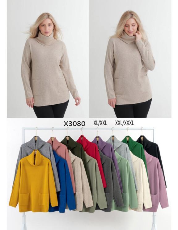 Гольф жіночий, кашемір, м.X3080 (р. XL-3XL ), мікс кольорів, в упаковці 10 штук №338094 - Vanda SE1013