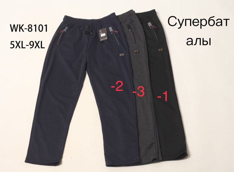 Спортивні штани чоловічі "8101" (р: 5XL-9XL) 3 кольори, в упаковці 5 шт. №370671 - Mixmoda SER1772