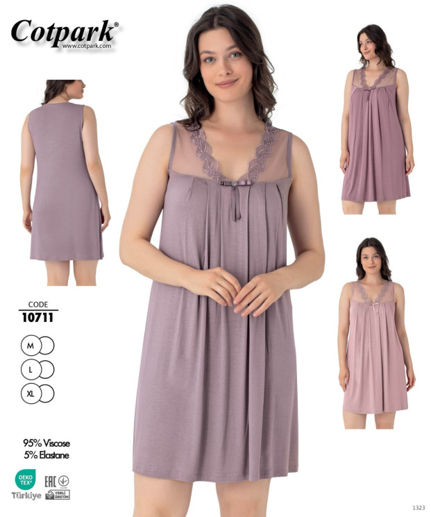 Нічна сорочка жіноча, віскоза, м.10711 (Розмір: M-XL), 3 кольори, в упаковці 3 штуки №330984 - 