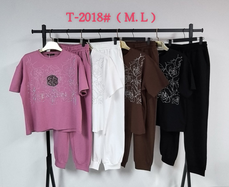 Костюм жіночий котон м.Т-2018 (Розмір:M-L) 4 кольора в упаковці 10 штук №760773 - Saint Zel3317