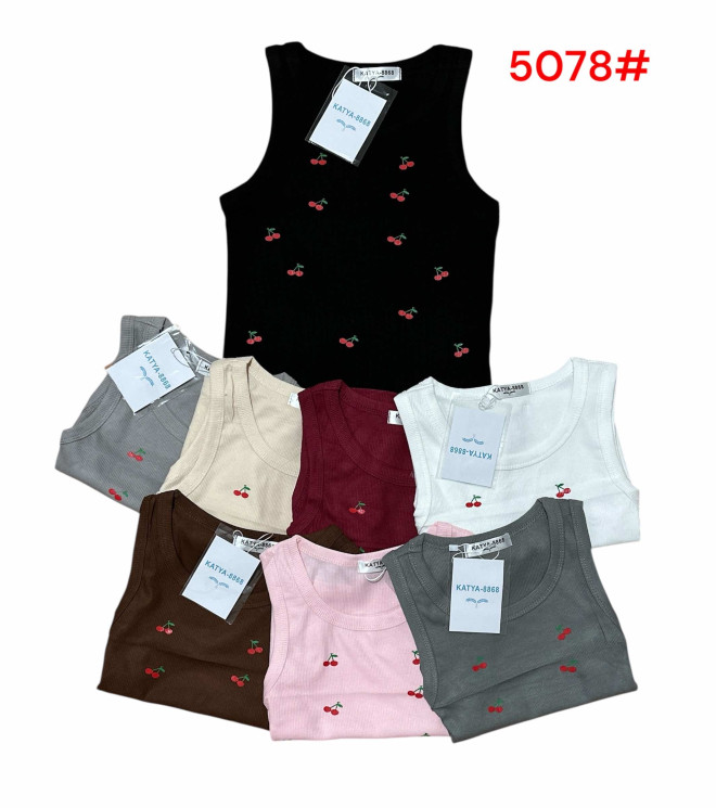 Топ жіночий, рубчик, м.5078 (розмір: 42-44), мікс кольорів, в упаковці 5 штук №330027 - Love SE973-975
