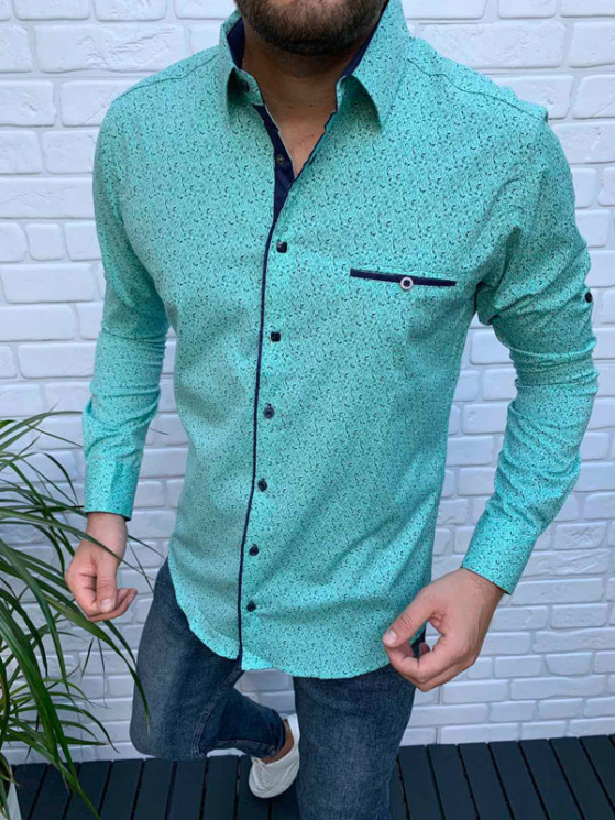 Сорочка No Brand р M-3XL Чоловіча R504 l.green - NikNumbers SE1041-1042