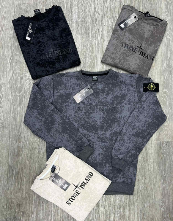 Світшот чоловічий Stone island "91" трьохнитка (р: M-3XL) 4 кольори, в упаковці 5 шт. №376873 - Spider