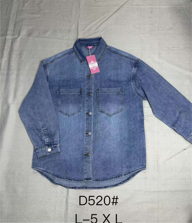 Джинсова куртка-сорочка жіноча м.520 (р:L-5XL) в упаковці 6 штук  №761151 - Dknsel 3308