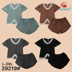 Піжама жіноча трикотаж м.29219 (Розмір:L-2XL) 4 кольора в упаковці 3 штуки №763245
