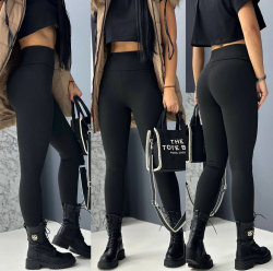 Лосини жіночі теплі (чорні), рубчик на флісі м. 022 (р.S, M, L, XL, XXL) №703966