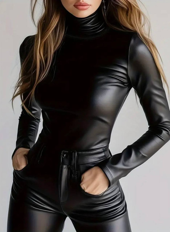 Топ жіночий, екошкіра на велюрі, м. 1878 (р: 42-46, 48-52) №716773 - BestFashion RZ6220 м. 1878