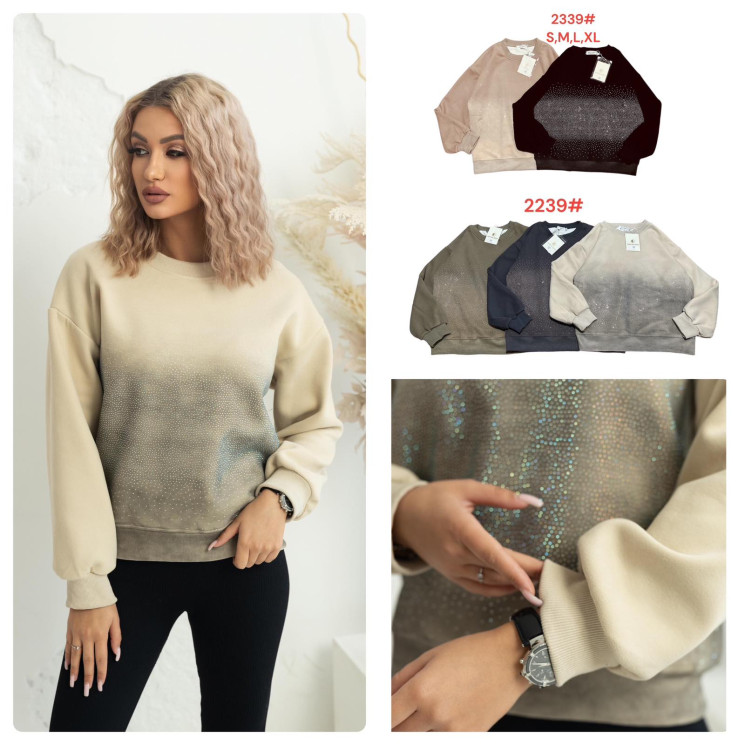 Батник жіночий, трикотаж, хутро, м.2239 (Розмір: S-XL ), 5 кольорів в упаковці 4 штуки №321811 - 