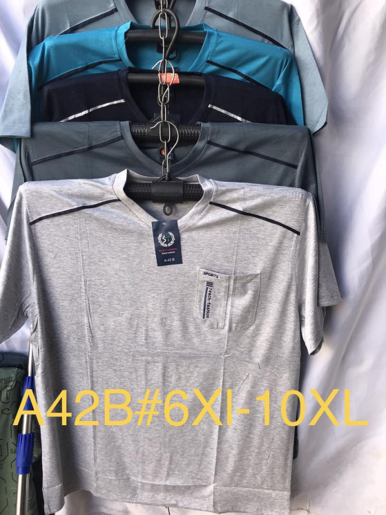 Футболка чоловіча, трикотаж, м.А42В (р. 6XL–10XL), мікс кольорів, в упаковці 10 штук №327018 - Iris BG/PO436