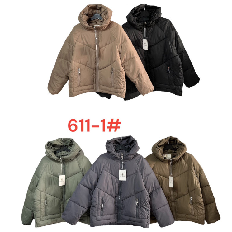 Зимова куртка жіноча, плащівка, холлофайбер, м.611-1 (Розмір: M-3XL ), 3 кольори, в упаковці 5 штук №319454 - 