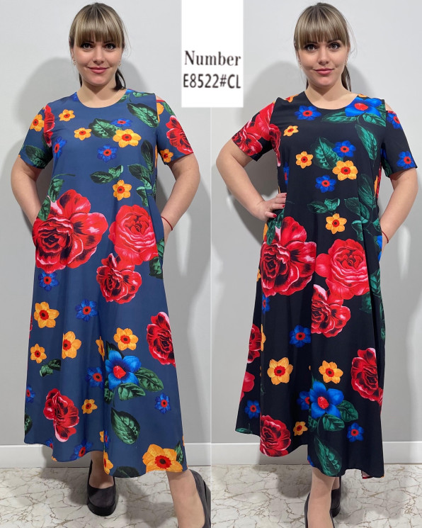 Сукня жіноча "E8522" софт (р: 2XL,3XL,4XL,5XL,6XL) 2 кольори, в упаковці 5 шт. №366028 - 