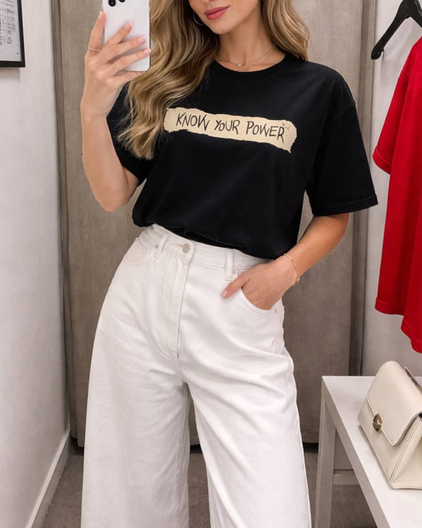 Футболка жіноча oversize з написом “Know Your Power”, трикотаж + напис м. 1105 (р: 42-46) №820664 - 