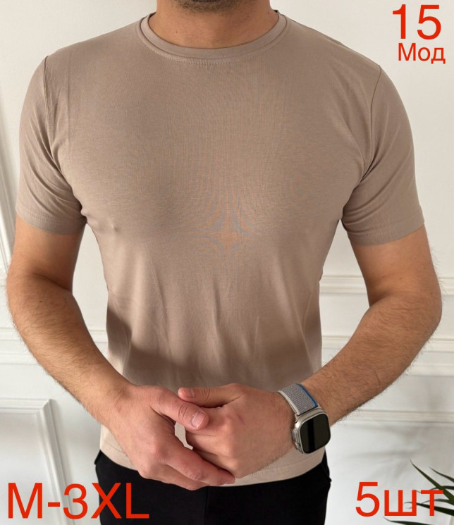 Футболка чоловіча  , трикотаж, м.15 (р. M–3XL),  14 кольорів, в упаковці 5 штук №750428 - Nadiyka BG/PO2161-2162