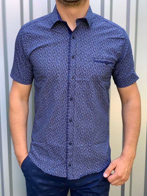 Сорочка No Brand р M-3XL Чоловіча R15 navy - NikNumbers SE1041-1042