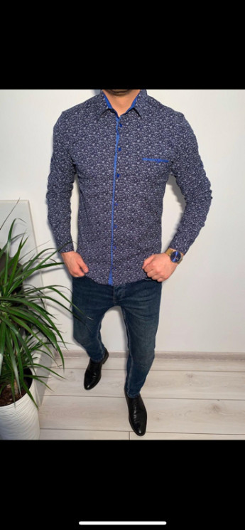 Сорочка No Brand р M-3XL Чоловіча S922 blue - NikNumbers SE1041-1042