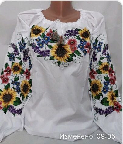 Вишиванка жіноча (Розмір: S-2XL) поплін в упаковці 5 штук №820642 - Ninette BG/PO2160