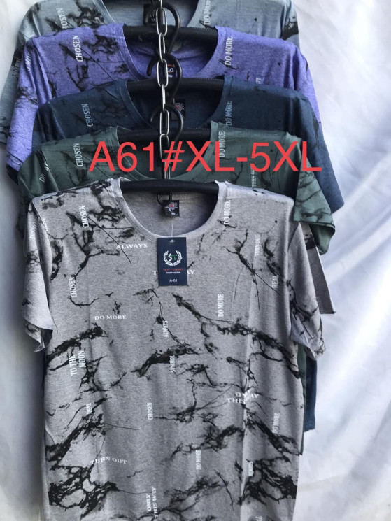 Футболка чоловіча, трикотаж, м.А61 (р. XL-5XL ), мікс кольорів, в упаковці 5 шт. №325125 - Vanda SE1013
