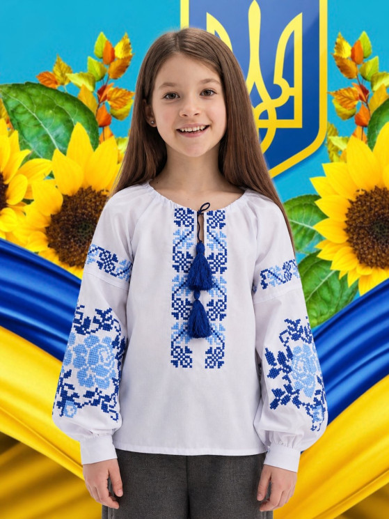 Вишиванка дитяча, льон (розміри: зріст 122-146 ) в упаковці 5 штук №343315 - Delux 909