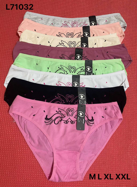 Труси жіночі, котон, м.L71032 ( розмір: М, L, ​ХL, ХXL ) 8 кольорів, в упаковці 12 шт. №315273 - VanKiey 434