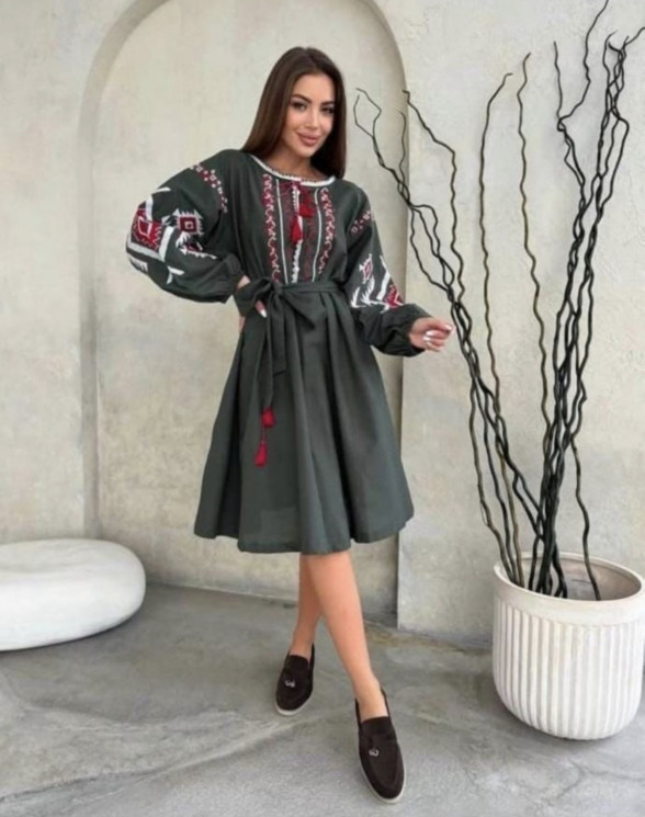 Сукня вишиванка жіноча, льон (розміри: S,M,L ), в упаковці 3 штуки №330527 - Delux 909