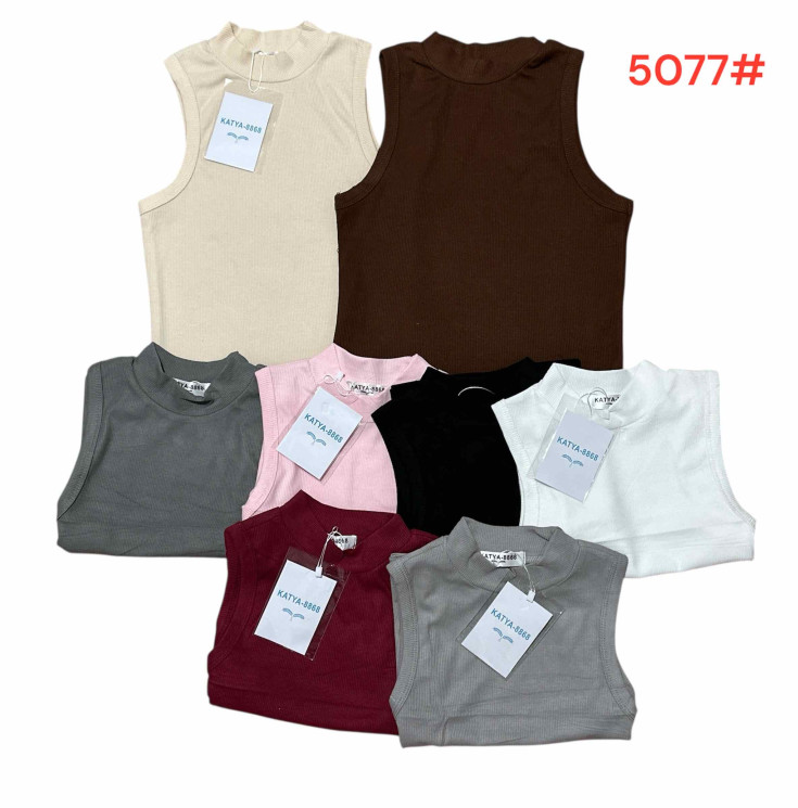 Топ жіночий, рубчик, м.5077 (розмір: 42-44), мікс кольорів, в упаковці 5 штук №330028 - Love SE973-975