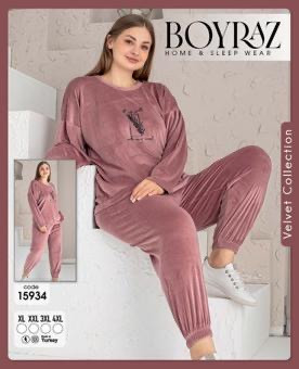 Піжама жіноча "15934" велюр (р: XL,2XL,3XL,4XL) в упаковці 4 шт. №361197 - DisneyOpt SE893