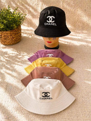 Панама жіноча CHANEL, бавовна (розмір: 56-58) мікс кольорів, в упаковці 5 штук №345358