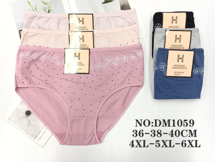 Труси жіночі, котон, м.DM1059 ( розмір: 4XL-6XL ), мікс кольорів, в упаковці 12 штук №332271 - VanKiey 434